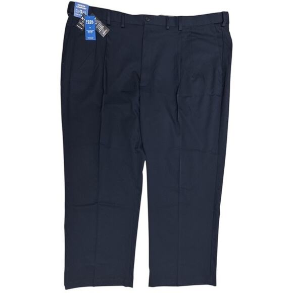 Haggar Pants 50x30 Blue Cool Right Performance Flex Pleated Classic No Wrinkles - Picture 1 of 5